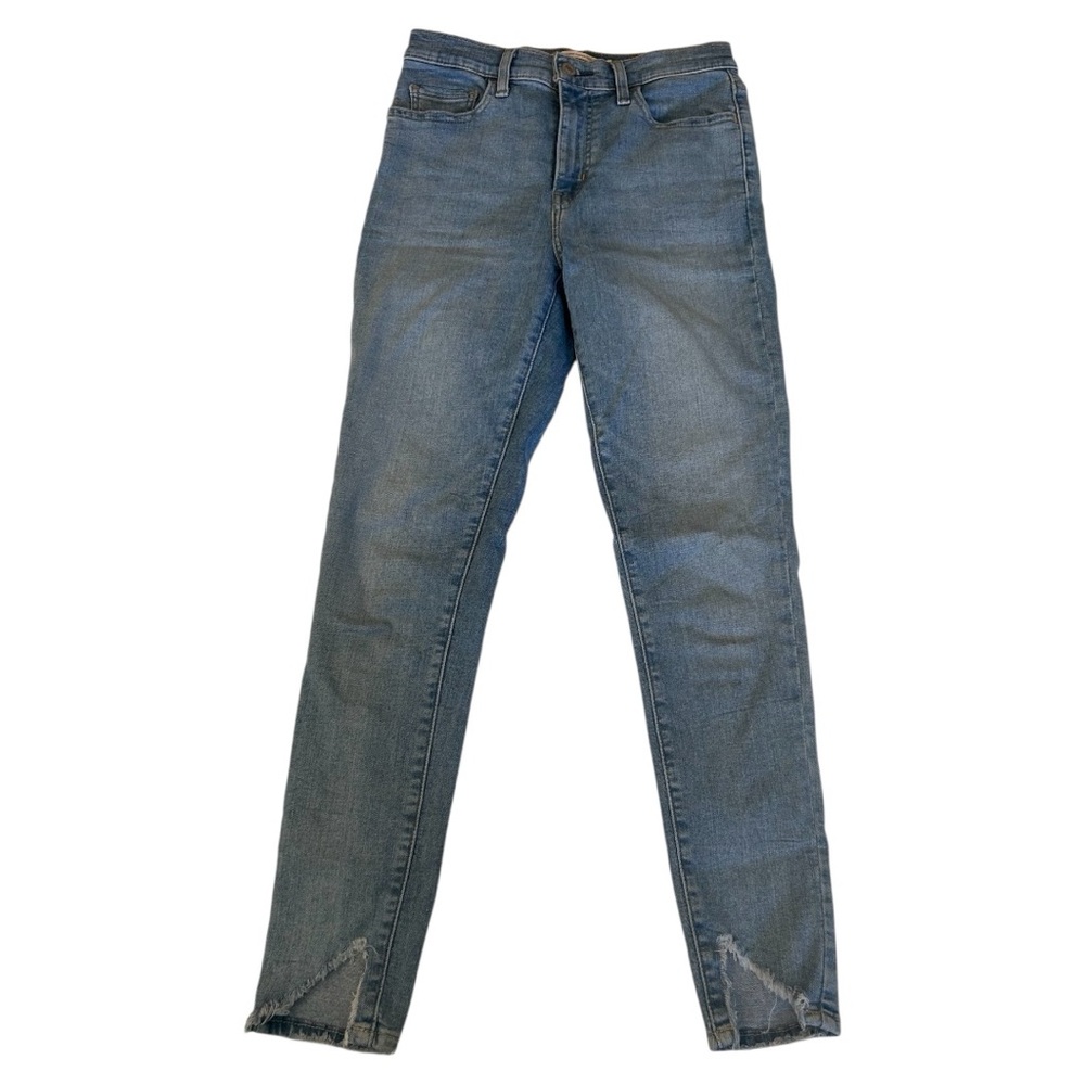 Levi’s 720 high rise super skinny light wash jeans cut in distressed hem